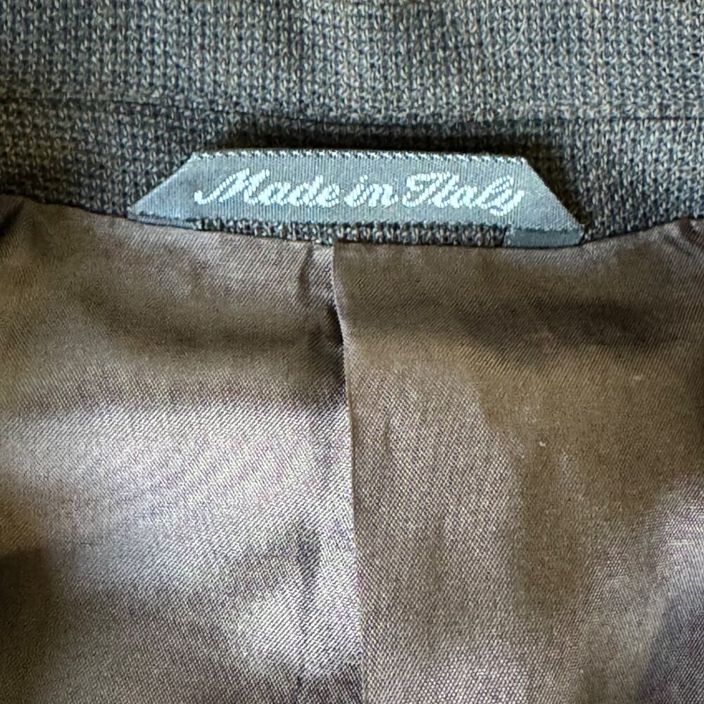 Principe Mens 44R Sport Blazer 100% Wool 3 Button Gray Tan Windowpane Italy New - Picture 12 of 16